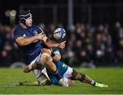 8 April 2022; Caelan Doris of Leinster is tackled by Bundee Aki of Connacht during the Heineken Champions Cup Round of 16 First Leg match between Connacht and Leinster at the Sportsground in Galway. Photo by Harry Murphy/Sportsfile