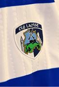 8 April 2022; A detailed view of the Laois jersey after a Laois Hurling Squad Portraits session at Laois Centre of Excellence in Portlaoise, Laois. Photo by Eóin Noonan/Sportsfile