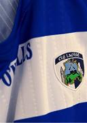 8 April 2022; A detailed view of the Laois jersey after a Laois Hurling Squad Portraits session at Laois Centre of Excellence in Portlaoise, Laois. Photo by Eóin Noonan/Sportsfile