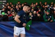 8 April 2022; Dan Sheehan of Leinster runs out before the Heineken Champions Cup Round of 16 First Leg match between Connacht and Leinster at the Sportsground in Galway. Photo by Harry Murphy/Sportsfile