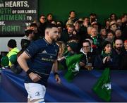 8 April 2022; Josh Murphy of Leinster runs out before the Heineken Champions Cup Round of 16 First Leg match between Connacht and Leinster at the Sportsground in Galway. Photo by Harry Murphy/Sportsfile