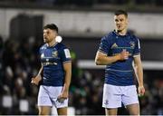 8 April 2022; Jonathan Sexton, right, and Hugo Keenan of Leinster during the Heineken Champions Cup Round of 16 First Leg match between Connacht and Leinster at the Sportsground in Galway. Photo by Harry Murphy/Sportsfile