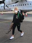 9 April 2022; Republic of Ireland's Denise O'Sullivan arrives at Göteborg Landvetter Airport in Sweden ahead of their FIFA Women's World Cup 2023 Qualifier match against Sweden on Tuesday. Photo by Stephen McCarthy/Sportsfile