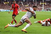 9 April 2022; Robert Baloucoune of Ulster scores his side's first try during the Heineken Champions Cup Round of 16 first leg match between Toulouse and Ulster at Stade Ernest Wallon in Toulouse, France. Photo by Manuel Blondeau/Sportsfile