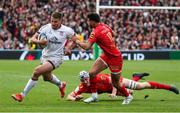 9 April 2022; Stuart McCloskey of Ulster in action against Emile N'Tamack of Toulouse during the Heineken Champions Cup Round of 16 first leg match between Toulouse and Ulster at Stade Ernest Wallon in Toulouse, France. Photo by Manuel Blondeau/Sportsfile