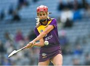 9 April 2022; Anais Curran of Wexford takes a free during the Littlewoods Ireland Camogie League Division 2 Final match between Antrim and Wexford at Croke Park in Dublin. Photo by Piaras Ó Mídheach/Sportsfile
