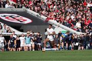 9 April 2022; Robert Baloucoune of Ulster on his way to scoring a try during the Heineken Champions Cup Round of 16 first leg match between Toulouse and Ulster at Stade Ernest Wallon in Toulouse, France. Photo by Manuel Blondeau/Sportsfile