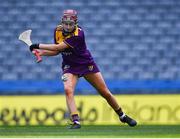 9 April 2022; Leah Walsh of Wexford shoots to score her side's third goal during the Littlewoods Ireland Camogie League Division 2 Final match between Antrim and Wexford at Croke Park in Dublin. Photo by Piaras Ó Mídheach/Sportsfile