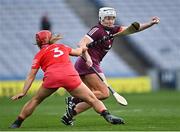 9 April 2022; Ailish O'Reilly of Galway in action against Libby Coppinger of Cork during the Littlewoods Ireland Camogie League Division 1 Final match between Cork and Galway at Croke Park in Dublin. Photo by Piaras Ó Mídheach/Sportsfile