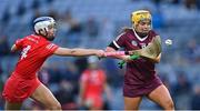 9 April 2022; Siobhán McGrath of Galway in action against Meabh Cahalane of Cork during the Littlewoods Ireland Camogie League Division 1 Final match between Cork and Galway at Croke Park in Dublin. Photo by Piaras Ó Mídheach/Sportsfile