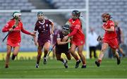 9 April 2022; Aoife Donohue of Galway is tackled by Amy O'Connor of Cork during the Littlewoods Ireland Camogie League Division 1 Final match between Cork and Galway at Croke Park in Dublin. Photo by Piaras Ó Mídheach/Sportsfile