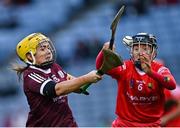 9 April 2022; Siobhán McGrath of Galway in action against in action against Laura Treacy of Cork during the Littlewoods Ireland Camogie League Division 1 Final match between Cork and Galway at Croke Park in Dublin. Photo by Piaras Ó Mídheach/Sportsfile