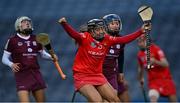 9 April 2022; Amy O'Connor of Cork celebrates after scoring her side's first goal during the Littlewoods Ireland Camogie League Division 1 Final match between Cork and Galway at Croke Park in Dublin. Photo by Piaras Ó Mídheach/Sportsfile