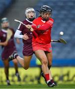 9 April 2022; Amy O'Connor of Cork shoots to score her side's first goal during the Littlewoods Ireland Camogie League Division 1 Final match between Cork and Galway at Croke Park in Dublin. Photo by Piaras Ó Mídheach/Sportsfile