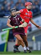 9 April 2022; Aoife Donohue of Galway in action against Libby Coppinger of Cork during the Littlewoods Ireland Camogie League Division 1 Final match between Cork and Galway at Croke Park in Dublin. Photo by Piaras Ó Mídheach/Sportsfile