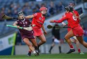 9 April 2022; Aoife Donohue of Galway in action against Libby Coppinger of Cork during the Littlewoods Ireland Camogie League Division 1 Final match between Cork and Galway at Croke Park in Dublin. Photo by Piaras Ó Mídheach/Sportsfile