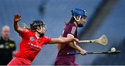 9 April 2022; Niamh Hanniffy of Galway in action against Laura Hynes of Cork during the Littlewoods Ireland Camogie League Division 1 Final match between Cork and Galway at Croke Park in Dublin. Photo by Piaras Ó Mídheach/Sportsfile