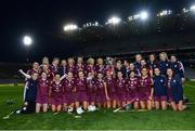 9 April 2022; Galway players celebrate with the cup after victory in the Littlewoods Ireland Camogie League Division 1 Final match between Cork and Galway at Croke Park in Dublin. Photo by Piaras Ó Mídheach/Sportsfile
