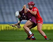 9 April 2022; Rachel Hanniffy of Galway in action against Chloe Sigerson of Cork during the Littlewoods Ireland Camogie League Division 1 Final match between Cork and Galway at Croke Park in Dublin. Photo by Piaras Ó Mídheach/Sportsfile