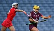 9 April 2022; Siobhán McGrath of Galway in action against Meabh Cahalane of Cork during the Littlewoods Ireland Camogie League Division 1 Final match between Cork and Galway at Croke Park in Dublin. Photo by Piaras Ó Mídheach/Sportsfile