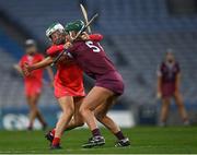 9 April 2022; Izzy O'Regan of Cork in action against Róisín Black of Galway during the Littlewoods Ireland Camogie League Division 1 Final match between Cork and Galway at Croke Park in Dublin. Photo by Piaras Ó Mídheach/Sportsfile