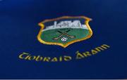 9 April 2022; Detail view of the crest on the Tipperary jersey during a Tipperary hurling squad portrait session at Carton House in Maynooth, Kildare. Photo by Brendan Moran/Sportsfile