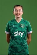 8 April 2022; Abbie Larkin during a Republic of Ireland Women squad portrait session at Castleknock Hotel in Dublin. Photo by Stephen McCarthy/Sportsfile
