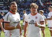 9 April 2022; Duane Vermeulen, left, and Jordi Murphy of Ulster after the Heineken Champions Cup Round of 16 first leg match between Toulouse and Ulster at Stade Ernest Wallon in Toulouse, France. Photo by John Dickson/Sportsfile