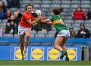 10 April 2022; Aimee Mackin of Armagh is tackled by Aishling O'Connell of Kerry during the Lidl Ladies Football National League Division 2 Final between Armagh and Kerry at Croke Park in Dublin. Photo by Brendan Moran/Sportsfile