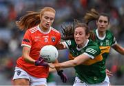 10 April 2022; Blaithin Mackin of Armagh in action against Kayleigh Cronin of Kerry during the Lidl Ladies Football National League Division 2 Final between Armagh and Kerry at Croke Park in Dublin. Photo by Brendan Moran/Sportsfile