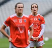10 April 2022; A dejected Caroline O'Hanlon, right, and Aimee Mackin of Armagh after the Lidl Ladies Football National League Division 2 Final between Armagh and Kerry at Croke Park in Dublin. Photo by Brendan Moran/Sportsfile