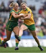 10 April 2022; Karen Guthrie of Donegal is tackled by Vikki Wall of Meath during the Lidl Ladies Football National League Division 1 Final between Donegal and Meath at Croke Park in Dublin. Photo by Piaras Ó Mídheach/Sportsfile