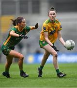 10 April 2022; Róisín Rodgers of Donegal in action against Niamh O'Sullivan of Meath during the Lidl Ladies Football National League Division 1 Final between Donegal and Meath at Croke Park in Dublin. Photo by Piaras Ó Mídheach/Sportsfile