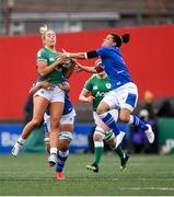 10 April 2022; Stacey Flood of Ireland is tackled by Sara Barattin of Italy during the Tik Tok Women's Six Nations Rugby Championship match between Ireland and Italy at Musgrave Park in Cork. Photo by Eóin Noonan/Sportsfile