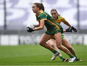 10 April 2022; Aoibhín Cleary of Meath in action against Yvonne Bonner of Donegal during the Lidl Ladies Football National League Division 1 Final between Donegal and Meath at Croke Park in Dublin. Photo by Piaras Ó Mídheach/Sportsfile