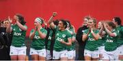 10 April 2022; Ireland players acknowledge supporters after the Tik Tok Women's Six Nations Rugby Championship match between Ireland and Italy at Musgrave Park in Cork. Photo by Eóin Noonan/Sportsfile