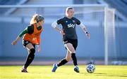10 April 2022; Louise Quinn and Denise O'Sullivan, left, during a Republic of Ireland women training session at the Gamla Ullevi Stadium in Gothenburg, Sweden. Photo by Stephen McCarthy/Sportsfile