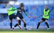 10 April 2022; Leanne Kiernan and Lily Agg, left, during a Republic of Ireland women training session at the Gamla Ullevi Stadium in Gothenburg, Sweden. Photo by Stephen McCarthy/Sportsfile