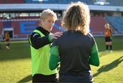 10 April 2022; Manager Vera Pauw and Leanne Kiernan during a Republic of Ireland women training session at the Gamla Ullevi Stadium in Gothenburg, Sweden. Photo by Stephen McCarthy/Sportsfile