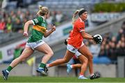 10 April 2022; Niamh Coleman of Armagh in action against Niamh Carmody of Kerry during the Lidl Ladies Football National League Division 2 Final between Armagh and Kerry at Croke Park in Dublin. Photo by Brendan Moran/Sportsfile