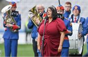 10 April 2022; Brónagh Lennon sings Amhrán na bhFiann before the Lidl Ladies Football National League Division 1 Final between Donegal and Meath at Croke Park in Dublin. Photo by Brendan Moran/Sportsfile