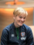 11 April 2022; Republic of Ireland manager Vera Pauw speaks to RTÉ at the team hotel in Gothenburg, Sweden, ahead of their FIFA Women's World Cup 2023 Qualifier match against Sweden on Tuesday. Photo by Stephen McCarthy/Sportsfile