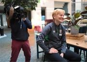11 April 2022; Republic of Ireland manager Vera Pauw speaks to RTÉ's at the team hotel in Gothenburg, Sweden, ahead of their FIFA Women's World Cup 2023 Qualifier match against Sweden on Tuesday. Photo by Stephen McCarthy/Sportsfile