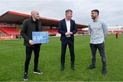11 April 2022; Republic of Ireland manager Stephen Kenny, centre, with LOITV pundits Alan Keane, left, and Gavin Peers during a LOITV media event at The Showgrounds in Sligo. Photo by Ramsey Cardy/Sportsfile