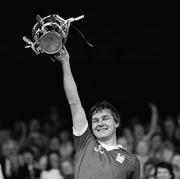 7 September 1986; Cork captain Tom Cashman lifts the Liam MacCarthy Cup after victory over Galway. All Ireland Hurling Championship Final, Cork v Galway, Croke Park, Dublin. Picture credit; Ray McManus / SPORTSFILE