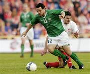 28 April 2004; Andy Reid, Republic of Ireland, in action against Michal Zewlakow, Poland. Friendly International, Poland v Republic of Ireland, Bydgoszcz, Poland. Picture credit; David Maher / SPORTSFILE *EDI*