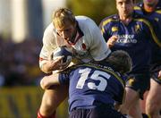 7 May 2004; Roger Wilson, Ulster, is tackled by John Hearty, Leinster Lions. Celtic League 2003-2004, Division 1, Ulster v Leinster Lions, Ravenhill, Belfast. Picture credit; Matt Browne / SPORTSFILE *EDI*
