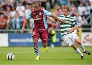 4 August 2013; Gabriel Agbonlahor, Aston Villa, in action against Pat Sullivan, Shamrock Rovers. Friendly, Shamrock Rovers v Aston Villa, Tallaght Stadium, Tallaght, Co. Dublin. Picture credit: Matt Browne / SPORTSFILE