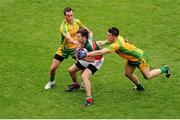 4 August 2013; Kevin McLoughlin, Mayo, in action against Karl Lacey, left, and David Walsh, Donegal. GAA Football All-Ireland Senior Championship, Quarter-Final, Mayo v Donegal, Croke Park, Dublin. Picture credit: Dáire Brennan / SPORTSFILE