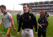 4 August 2013; Mayo's Cillian O'Connor, who scored three goals, leaves the field after the game. GAA Football All-Ireland Senior Championship, Quarter-Final, Mayo v Donegal, Croke Park, Dublin. Picture credit: Ray McManus / SPORTSFILE